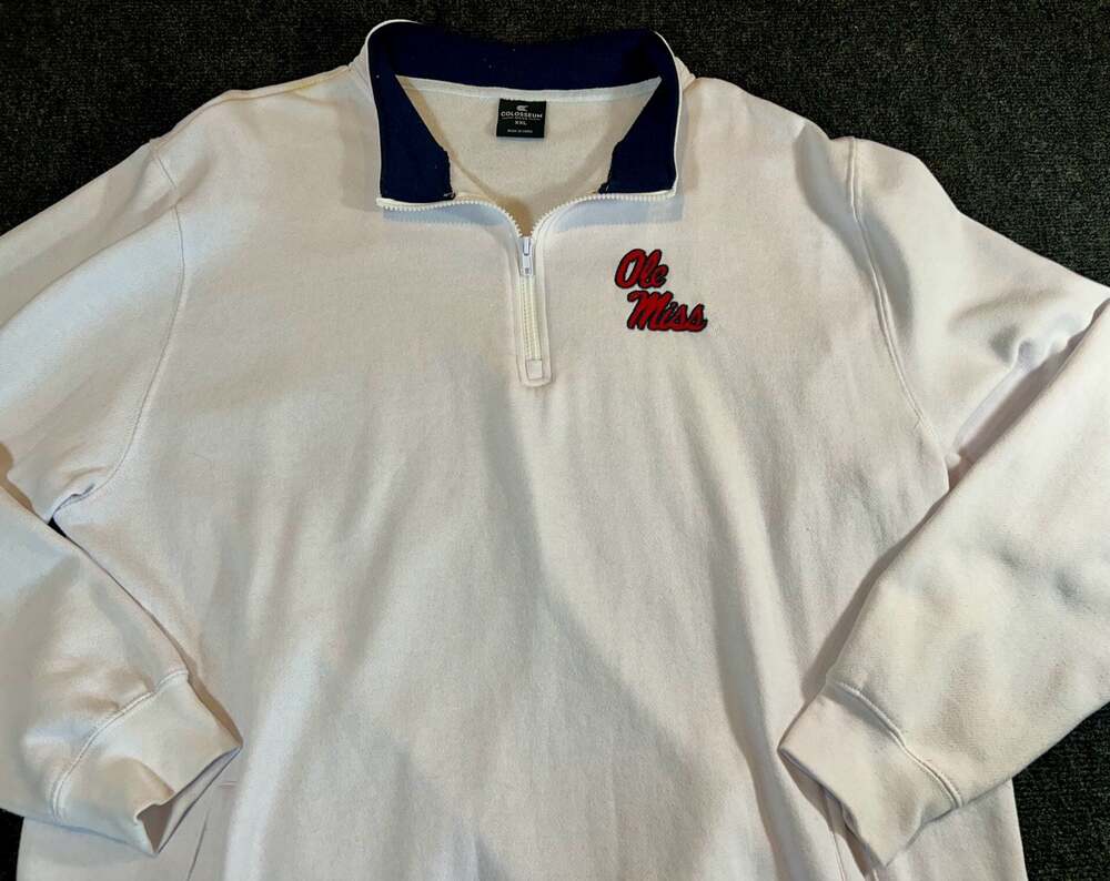 Colosseum Men's Ole Miss Rebels White Quarter-Zip Sweatshirt XXL